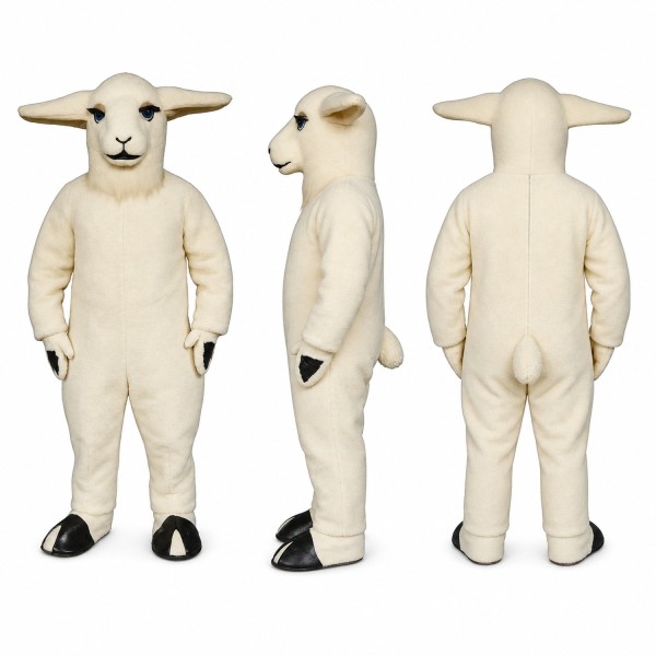 Sheep Mascot Costume in Cream with Long Ears Adult