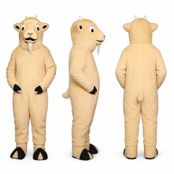 Sheep Mascot Costume in Tan with Black Hooves Adult