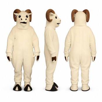 Goat Mascot Costume in Cream with Brown Ears Adult