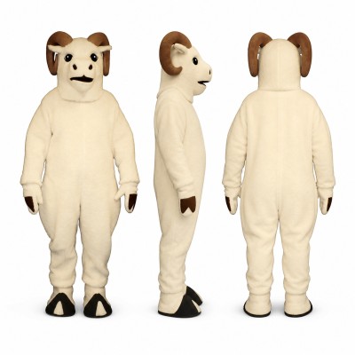 Goat Mascot Costume in Cream with Brown Ears Adult