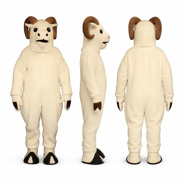 Goat Mascot Costume in Cream with Brown Ears Adult