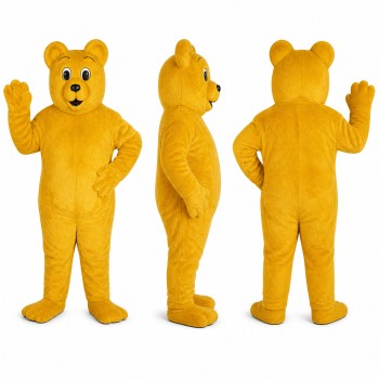 Teddy Bear Mascot Costume in Bright Yellow Adult