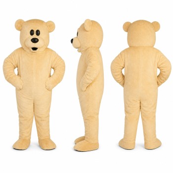 Bear Mascot Costume in Cream with Black Nose Adult