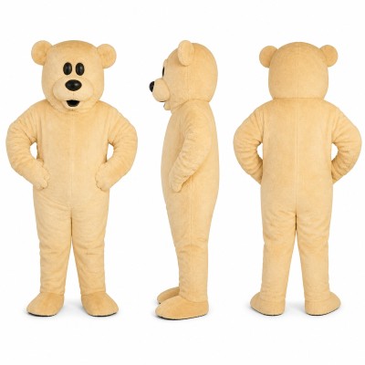 Bear Mascot Costume in Cream with Black Nose Adult