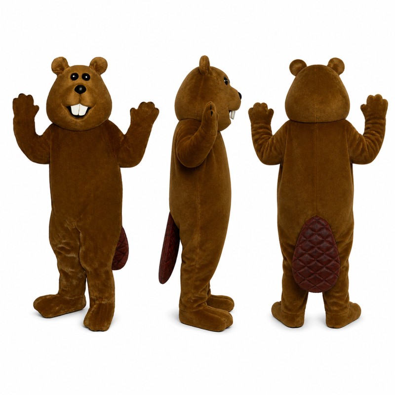 Beaver Mascot Costume in Brown with Flat Tail Adult