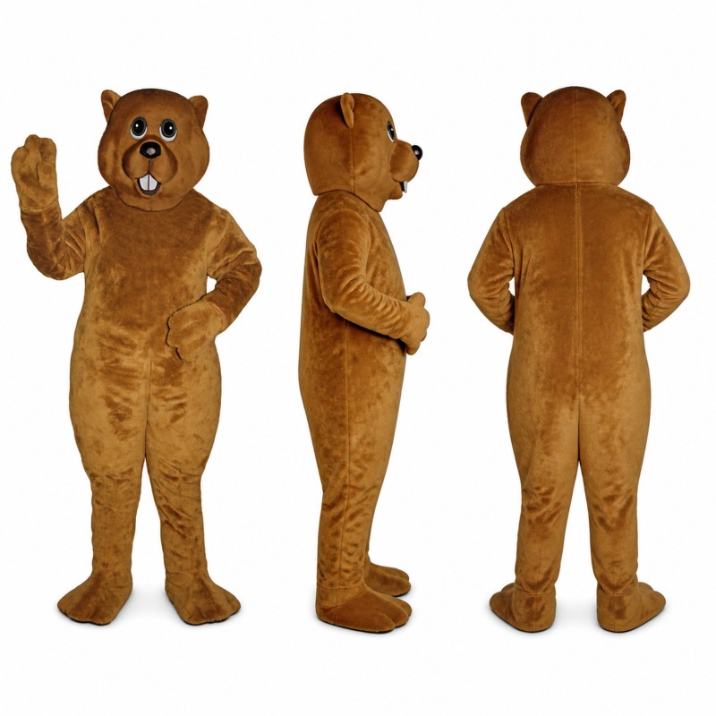 Beaver Mascot Costume in Brown with Buck Teeth Adult