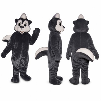 Skunk Mascot Costume in Black with White Face Adult