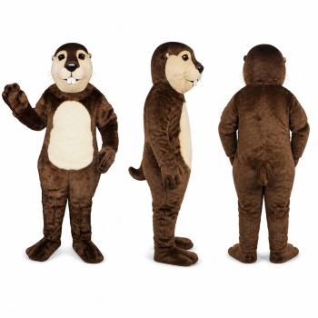Otter Mascot Costume in Dark Brown with Cream Belly Adult