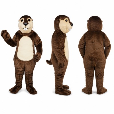 Otter Mascot Costume in Dark Brown with Cream Belly Adult