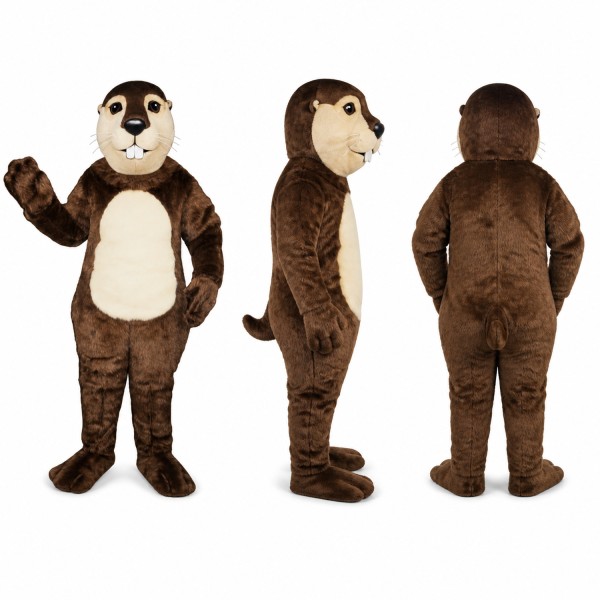 Otter Mascot Costume in Dark Brown with Cream Belly Adult