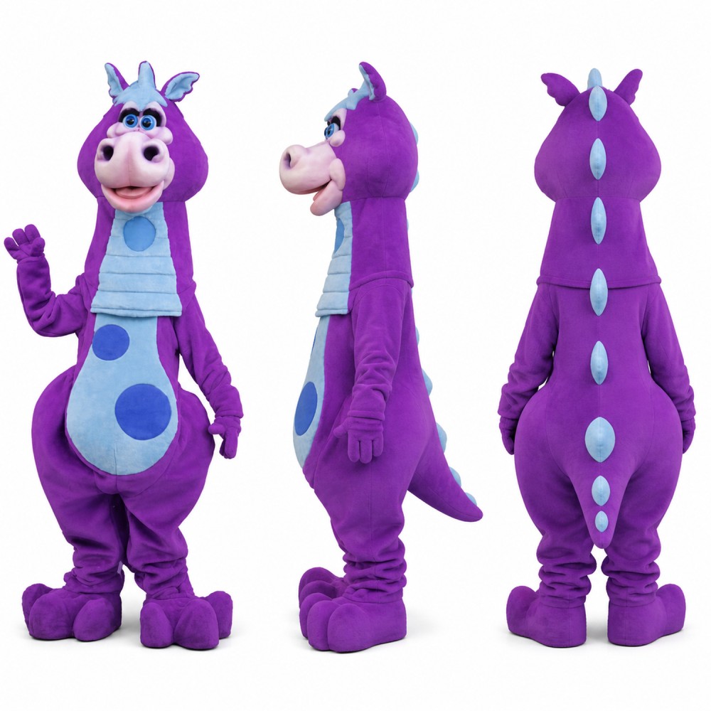 Dragon Mascot Costume in Purple with Blue Spots Adult Dragon Mascot Costume in Purple with Blue Spots Adult