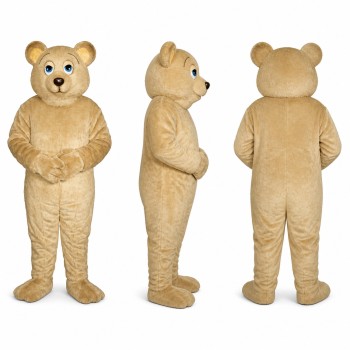 Teddy Bear Mascot Costume in Tan with Blue Eyes Adult