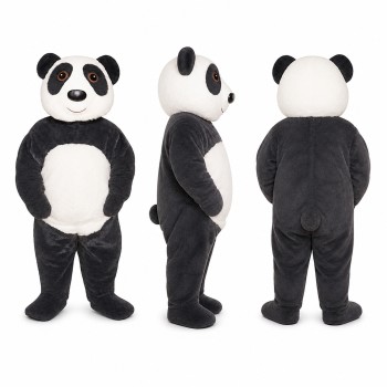 Panda Mascot Costume in Black and White with Rounded Belly Adult