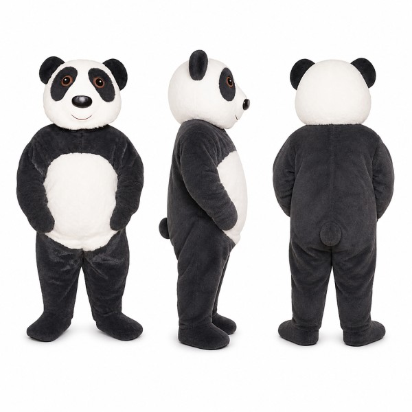 Panda Mascot Costume in Black and White with Rounded Belly Adult