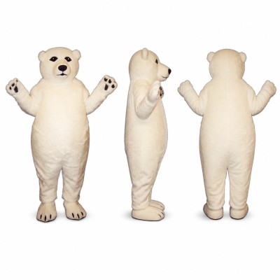 Polar Bear Mascot Costume in Cream with Paw Pads Adult