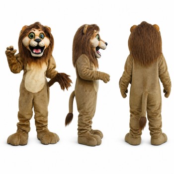 Lion Mascot Costume in Brown with Shaggy Mane Adult