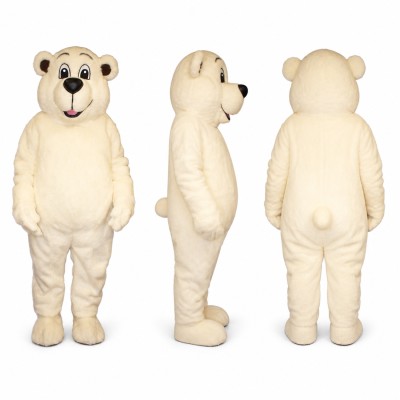 Polar Bear Mascot Costume in Cream with Black Nose Adult
