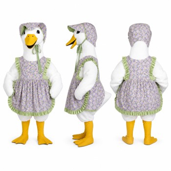 Duck Mascot Costume in White with Floral Dress Adult