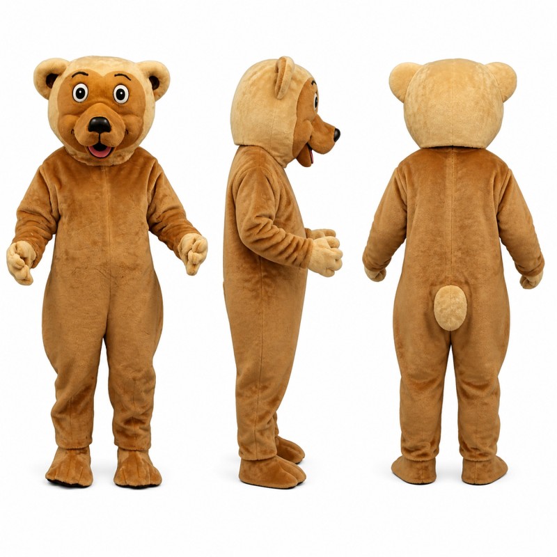 Bear Mascot Costume in Brown with Round Muzzle Adult