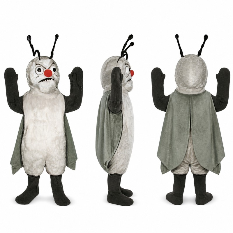 Mosquito Mascot Costume in Gray with Wings and Antennae Adult