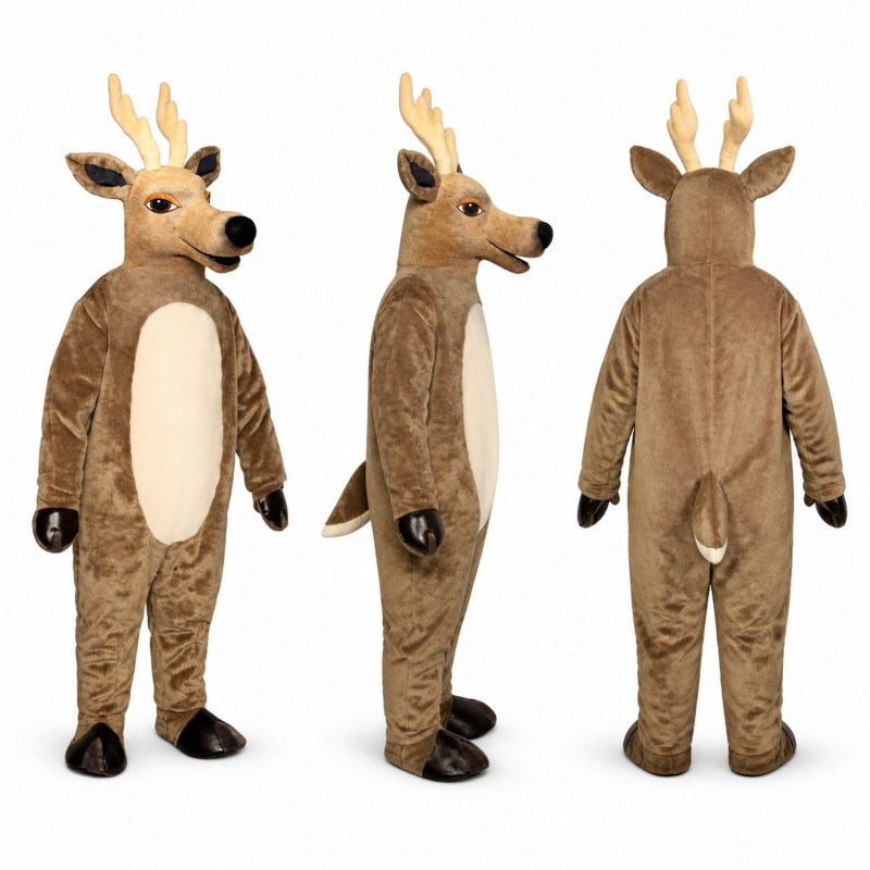 Deer Mascot Costume in Brown with Cream Belly Adult
