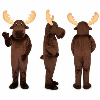 Moose Mascot Costume in Brown with Tan Antlers Adult