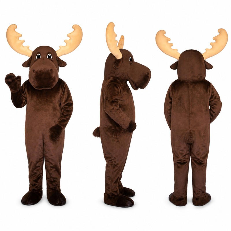 Moose Mascot Costume in Brown with Tan Antlers Adult