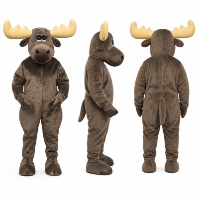Moose Mascot Costume in Gray with Cream Antlers Adult
