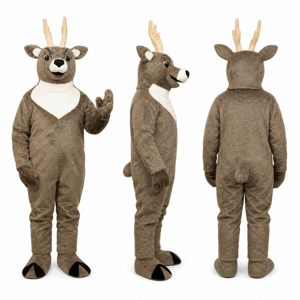 Reindeer Mascot Costume in Gray with Cream Chest Adult Reindeer Mascot Costume in Gray with Cream Chest Adult