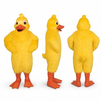 Duck Mascot Costume in Yellow with Orange Feet Adult