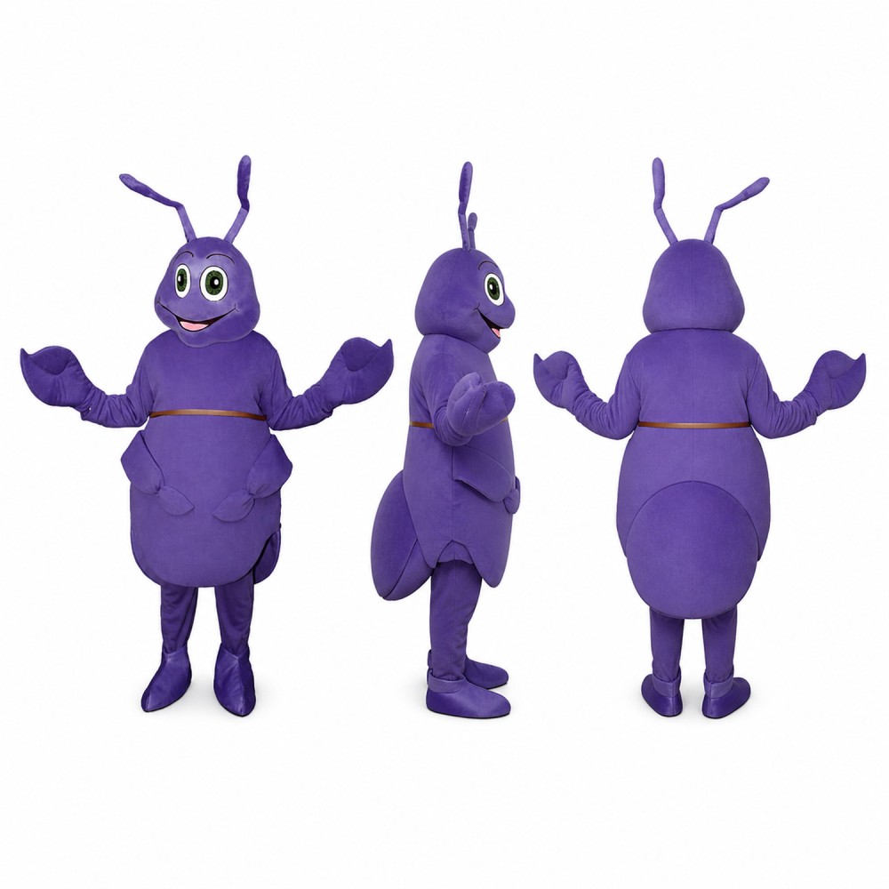 Ant Mascot Costume in Purple with Long Antennae Adult