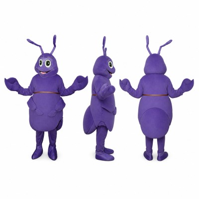 Ant Mascot Costume in Purple with Long Antennae Adult