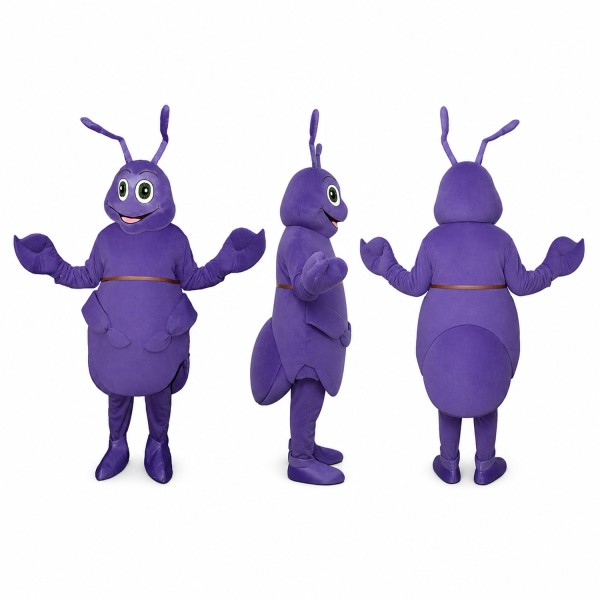 Ant Mascot Costume in Purple with Long Antennae Adult