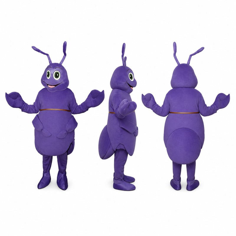 Ant Mascot Costume in Purple with Long Antennae Adult