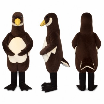 Penguin Mascot Costume in Brown with Cream Belly Adult