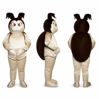Armored Monster Mascot Costume in Silver with Black Horns Adult