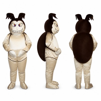Armored Monster Mascot Costume in Silver with Black Horns Adult