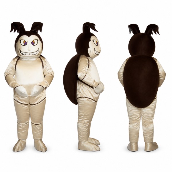 Armored Monster Mascot Costume in Silver with Black Horns Adult
