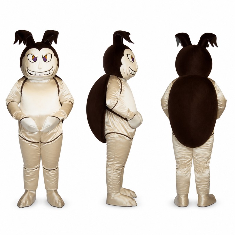 Armored Monster Mascot Costume in Silver with Black Horns Adult