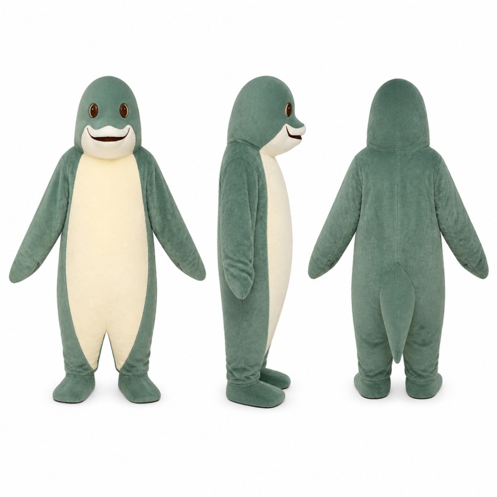 Dolphin Mascot Costume in Teal with Cream Belly Adult Dolphin Mascot Costume in Teal with Cream Belly Adult