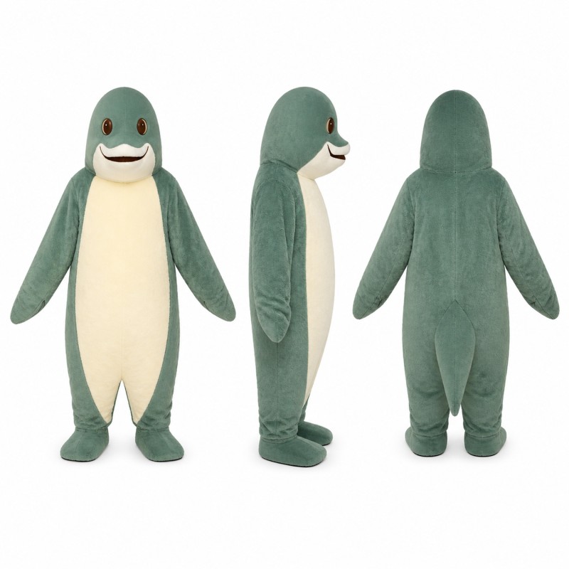 Dolphin Mascot Costume in Teal with Cream Belly Adult