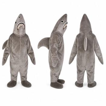 Shark Mascot Costume in Gray with White Belly Adult