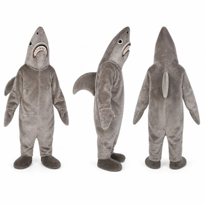 Shark Mascot Costume in Gray with White Belly Adult