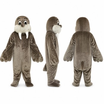 Walrus Mascot Costume in Gray with White Tusks Adult