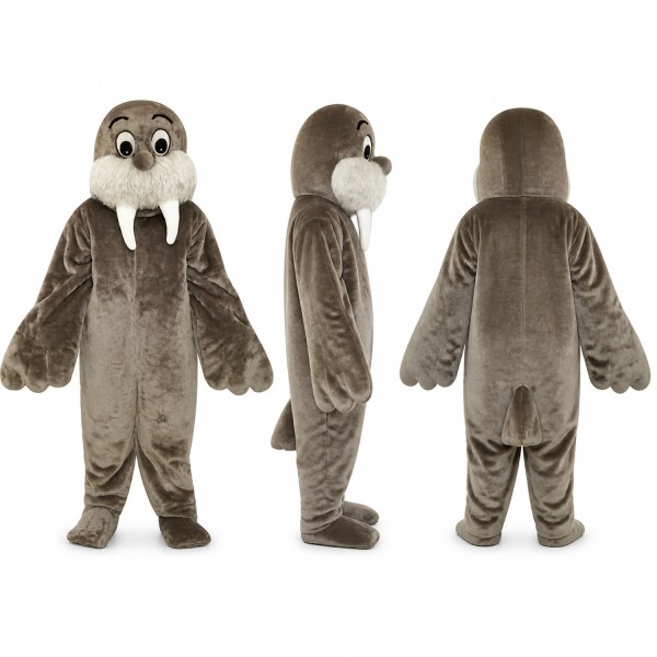 Walrus Mascot Costume in Gray with White Tusks Adult