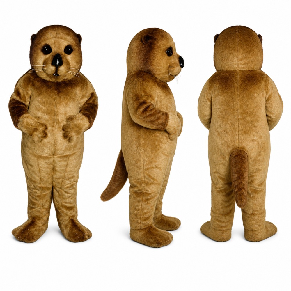 Otter Mascot Costume in Golden Brown with Dark Eye Patches Adult Otter Mascot Costume in Golden Brown with Dark Eye Patches Adult