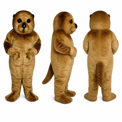 Otter Mascot Costume in Golden Brown with Dark Eye Patches Adult