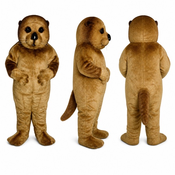 Otter Mascot Costume in Golden Brown with Dark Eye Patches Adult