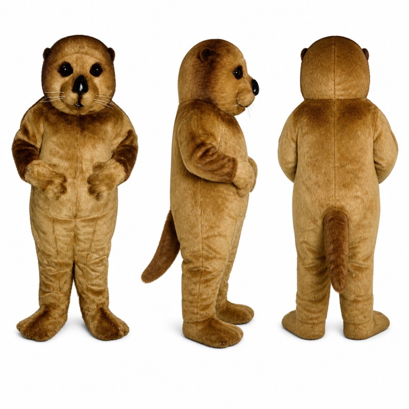 Otter Mascot Costume in Golden Brown with Dark Eye Patches Adult
