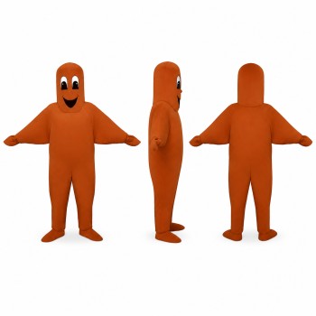 Orange Character Mascot Costume with Oval Face Adult